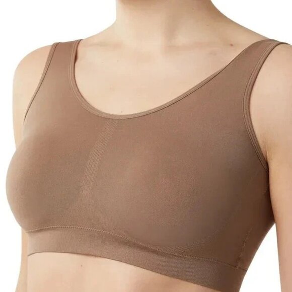 NEW Layer Zero Women's L 2 Pack Seamless Nylon Bra Black & Sienna J1036 - Picture 3 of 13